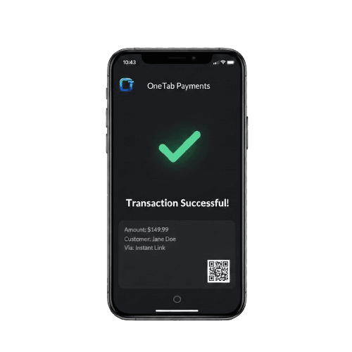 Mobile preview of a successful OneTab transaction